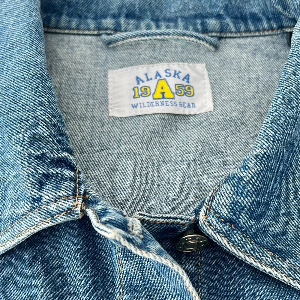 Vintage 90s Alaska Wilderness Gear 1959 Men's XL Blue Denim Vest (Customized)